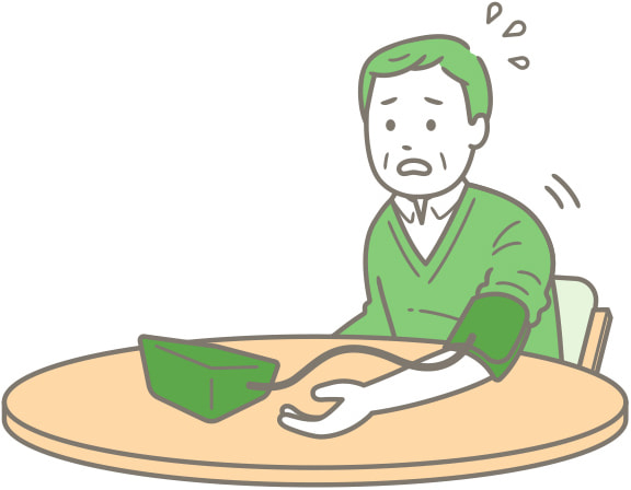 血圧を測る男性のイラスト